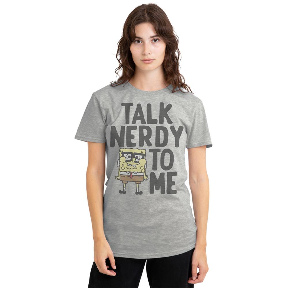 Athletic Heather - Lifestyle - SpongeBob SquarePants Womens-Ladies Talk Nerdy To Me Heather T-Shirt