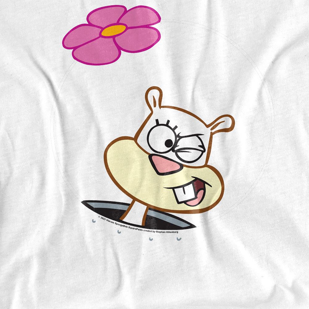 White - Side - SpongeBob SquarePants Womens-Ladies Sandy Cheeks Winking Face T-Shirt