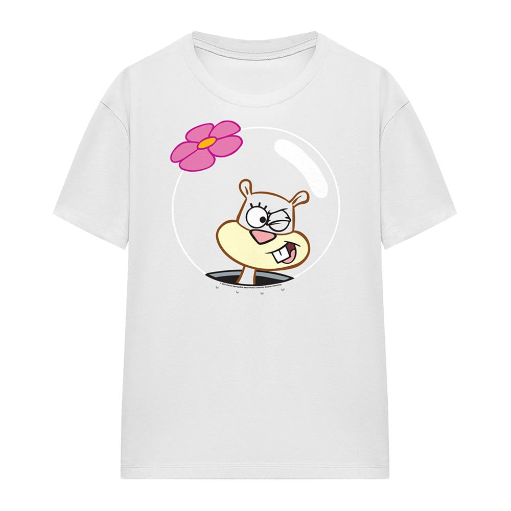 White - Front - SpongeBob SquarePants Womens-Ladies Sandy Cheeks Winking Face T-Shirt