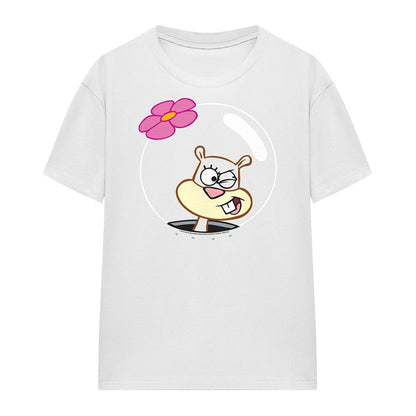 White - Front - SpongeBob SquarePants Womens-Ladies Sandy Cheeks Winking Face T-Shirt