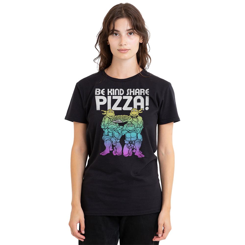 Black - Lifestyle - TMNT Womens-Ladies Be Kind Share Pizza T-Shirt