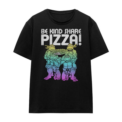 Black - Front - TMNT Womens-Ladies Be Kind Share Pizza T-Shirt