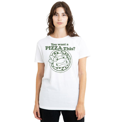 White - Lifestyle - TMNT Womens-Ladies You Want A Pizza Me T-Shirt