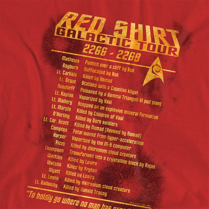 Red - Side - Star Trek Womens-Ladies Red Shirt Tour T-Shirt
