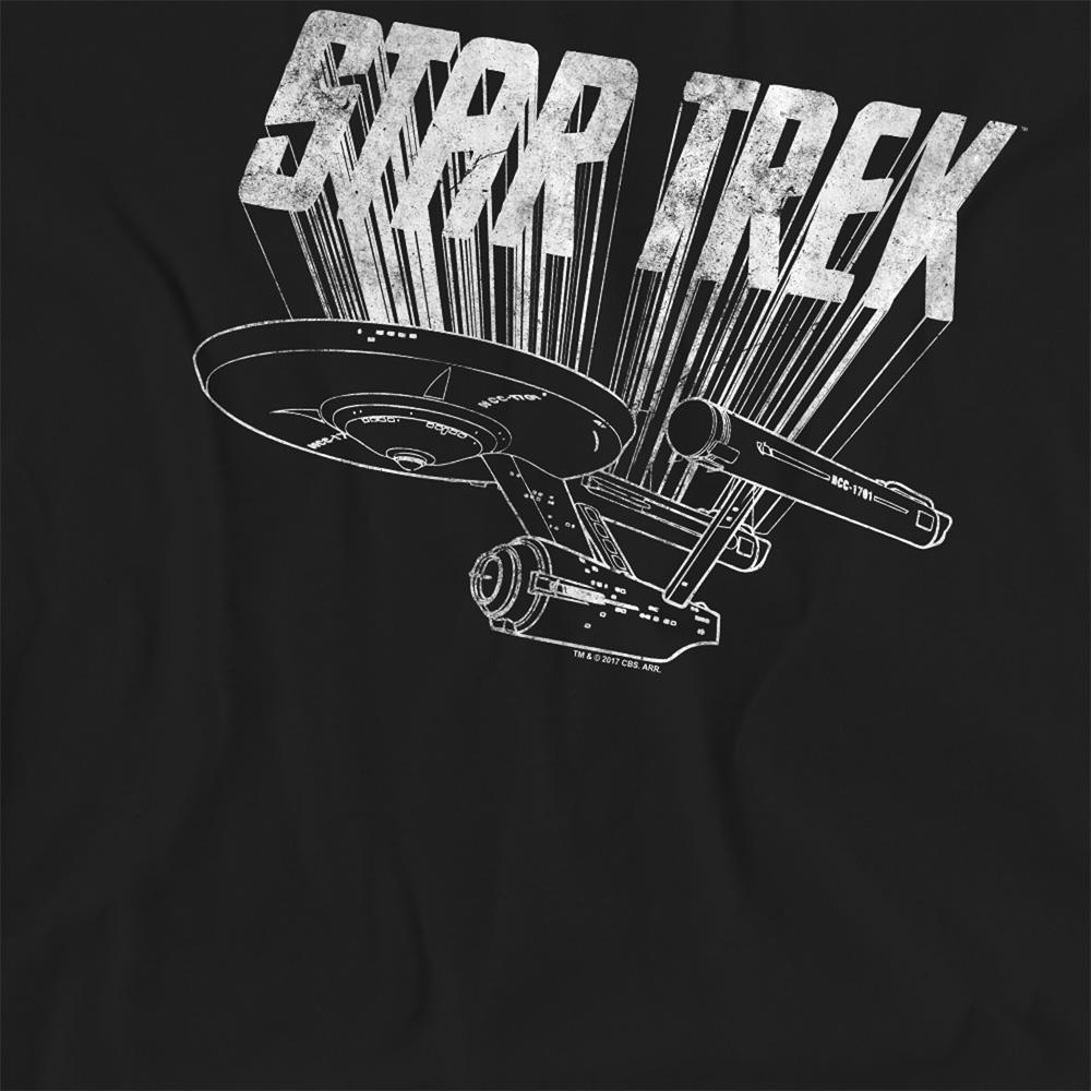 Black - Side - Star Trek Womens-Ladies Ship T-Shirt