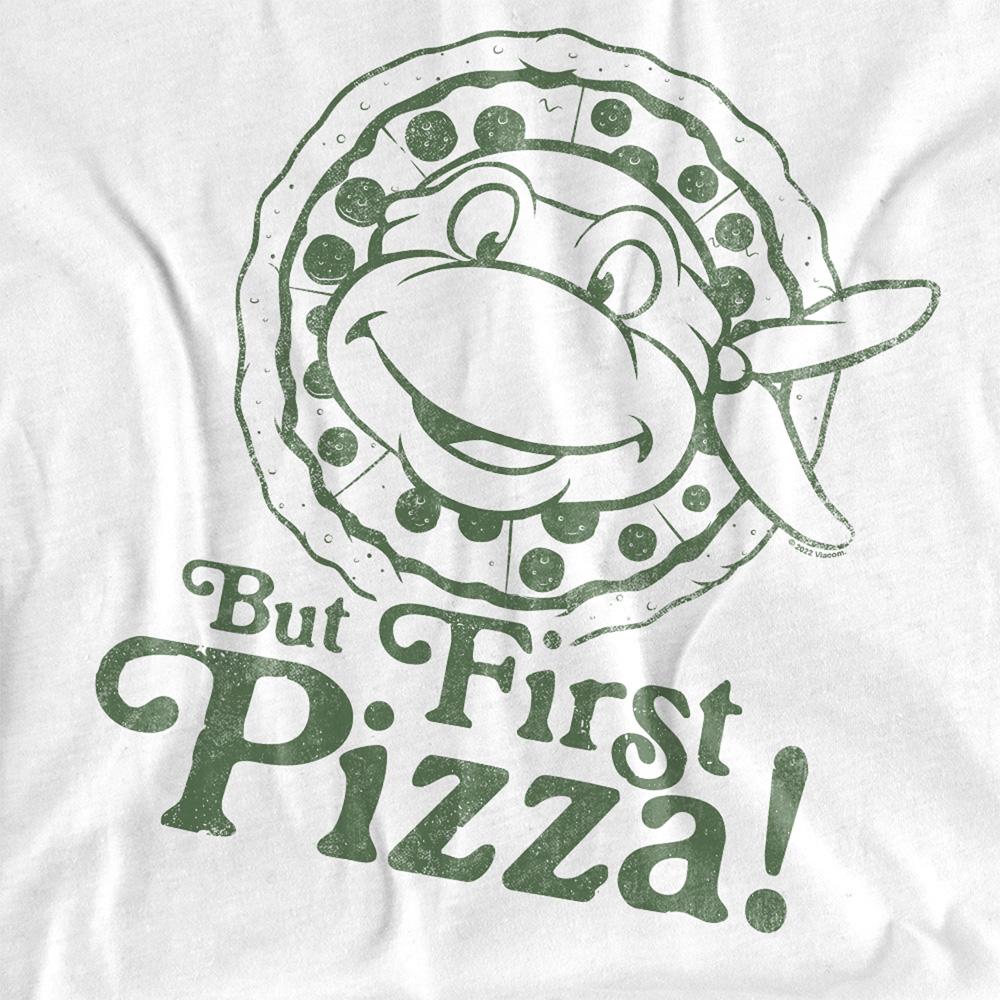 White - Side - TMNT Womens-Ladies But First Pizza T-Shirt