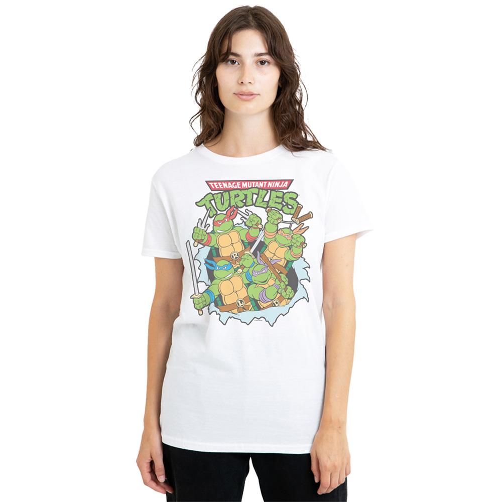 White - Lifestyle - TMNT Womens-Ladies Retro Group T-Shirt