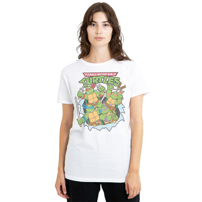 White - Lifestyle - TMNT Womens-Ladies Retro Group T-Shirt