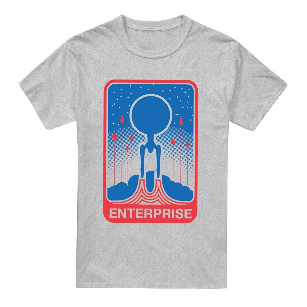 Athletic Heather - Front - Star Trek Beyond Unisex Adult Enterprise Patch Back Print T-Shirt