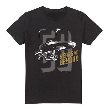Black - Front - Star Trek Beyond Unisex Adult 50 Years and Beyond Back Print T-Shirt