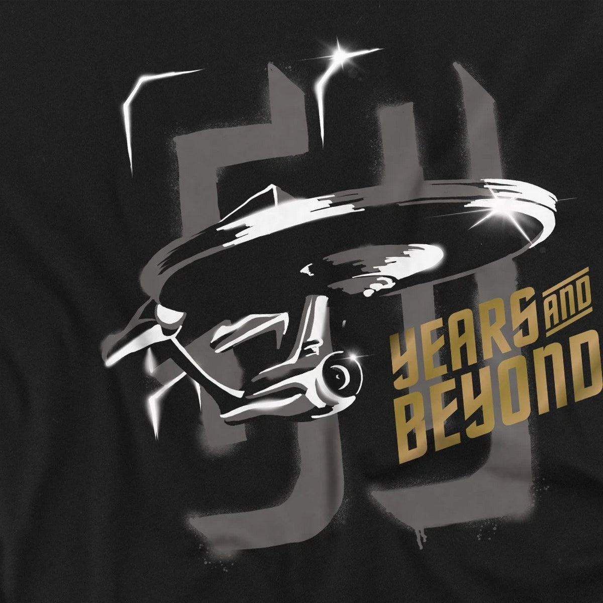 Black - Side - Star Trek Beyond Unisex Adult 50 Years and Beyond Back Print Long-Sleeved T-Shirt