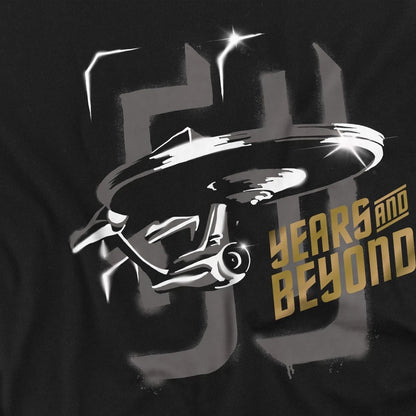 Black - Side - Star Trek Beyond Unisex Adult 50 Years and Beyond Back Print Long-Sleeved T-Shirt
