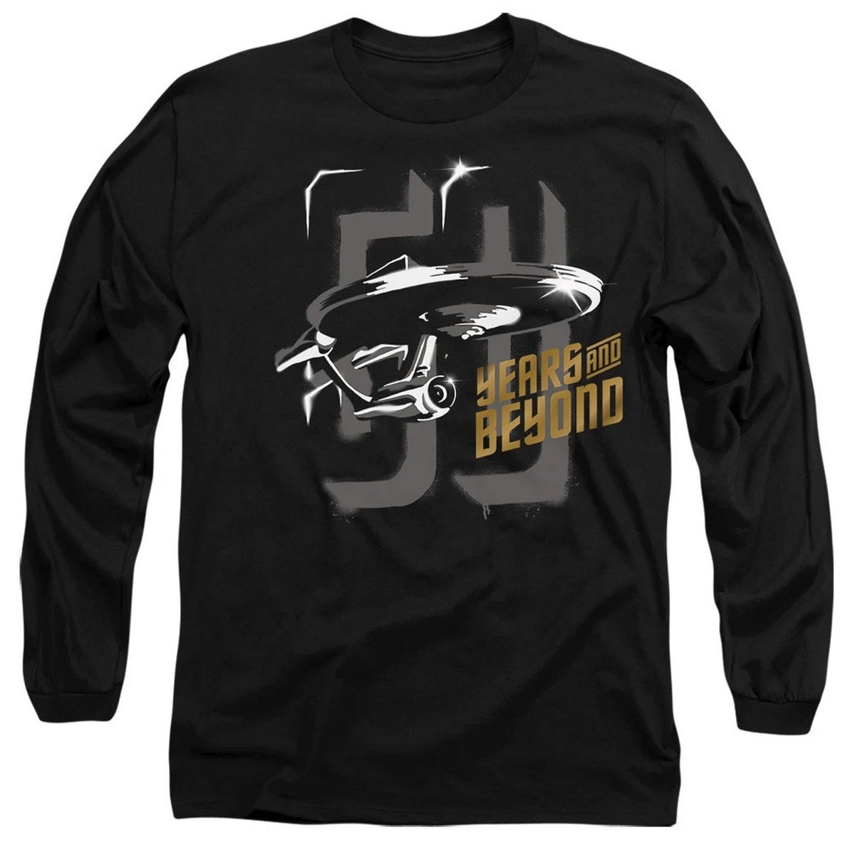 Black - Front - Star Trek Beyond Unisex Adult 50 Years and Beyond Back Print Long-Sleeved T-Shirt