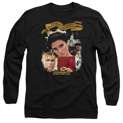 Black - Front - Labyrinth Unisex Adult Dangers Untold Long-Sleeved T-Shirt