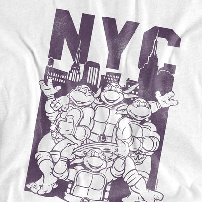 White - Side - Teenage Mutant Ninja Turtles Unisex Adult NYC Turtles T-Shirt