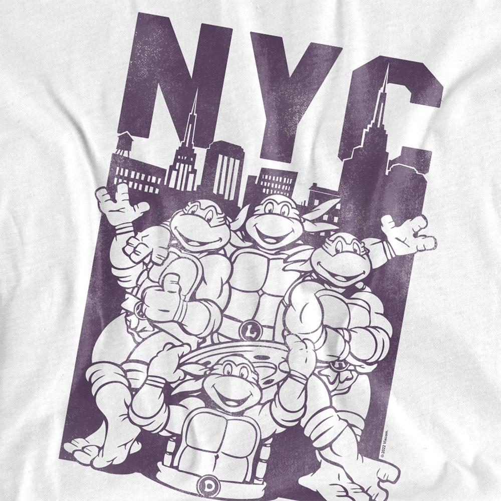 White - Side - Teenage Mutant Ninja Turtles Womens-Ladies NYC Turtles T-Shirt