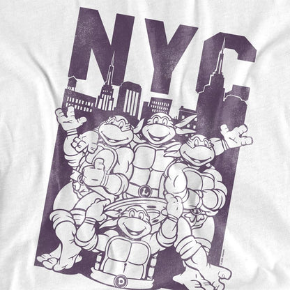 White - Side - Teenage Mutant Ninja Turtles Womens-Ladies NYC Turtles T-Shirt