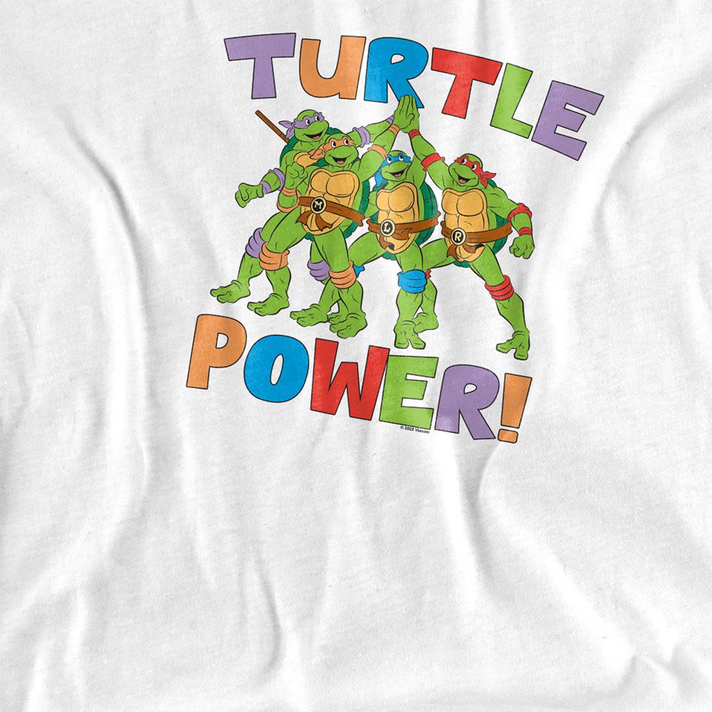 White - Side - Teenage Mutant Ninja Turtles Womens-Ladies Turtle Power T-Shirt
