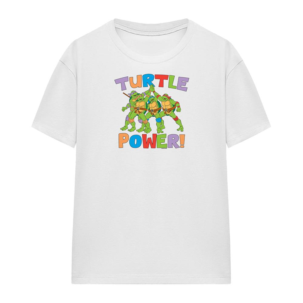White - Front - Teenage Mutant Ninja Turtles Womens-Ladies Turtle Power T-Shirt