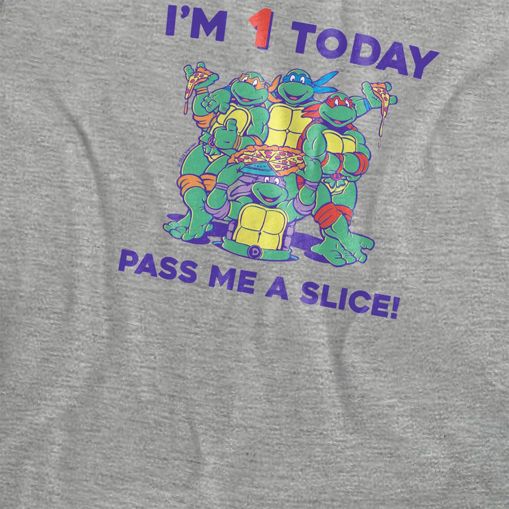 Athletic Heather - Side - Teenage Mutant Ninja Turtles Womens-Ladies Pizza Heather Birthday T-Shirt