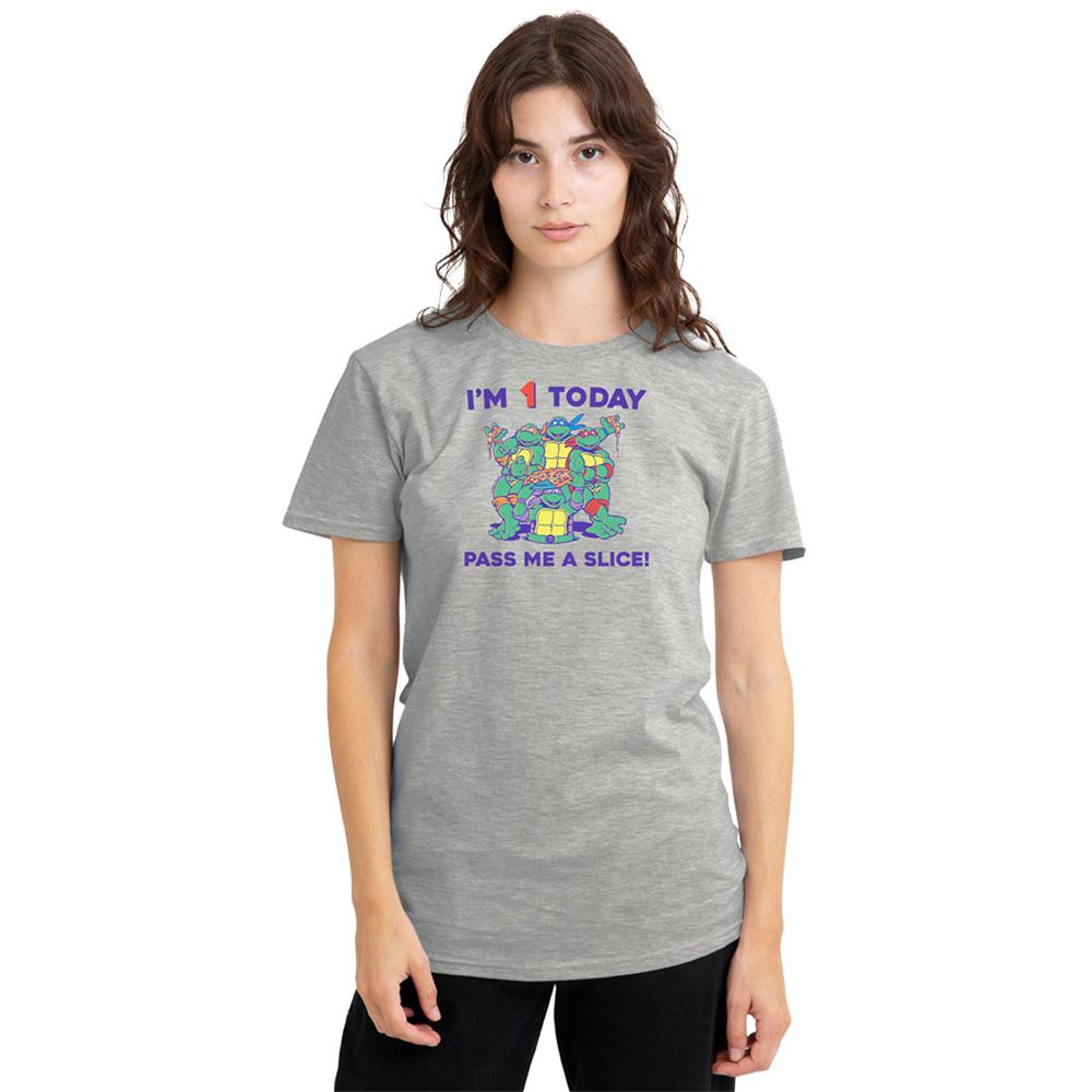 Athletic Heather - Lifestyle - Teenage Mutant Ninja Turtles Womens-Ladies Pizza Heather Birthday T-Shirt