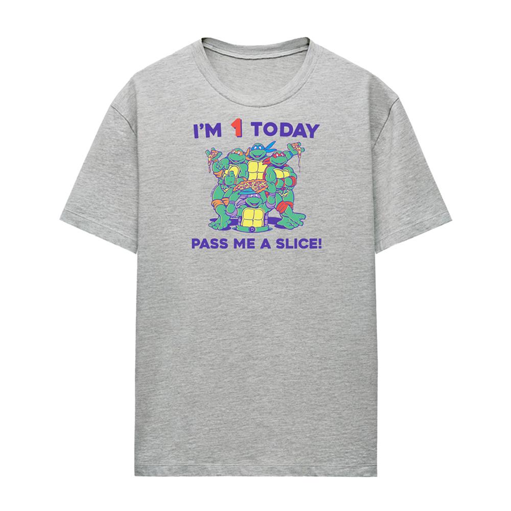 Athletic Heather - Front - Teenage Mutant Ninja Turtles Womens-Ladies Pizza Heather Birthday T-Shirt