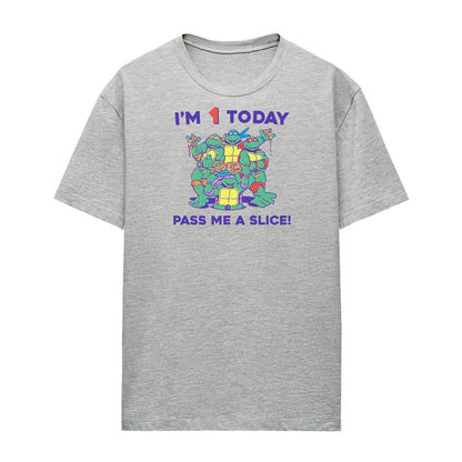 Athletic Heather - Front - Teenage Mutant Ninja Turtles Womens-Ladies Pizza Heather Birthday T-Shirt