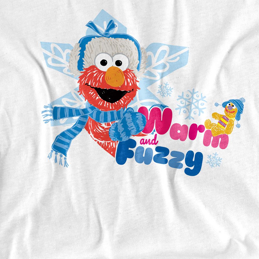 White - Side - Sesame Street Womens-Ladies Warm And Fuzzy Holiday Elmo T-Shirt
