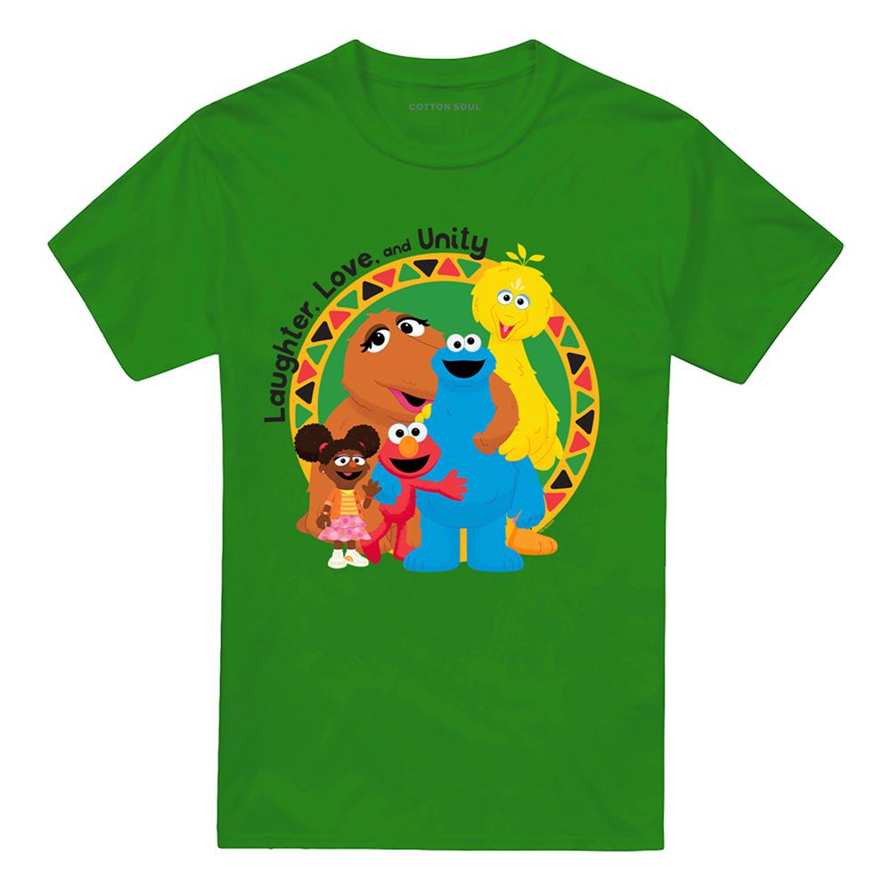 Kelly Green - Front - Sesame Street Unisex Adult Kwanzaa Laughter Love And Unity T-Shirt