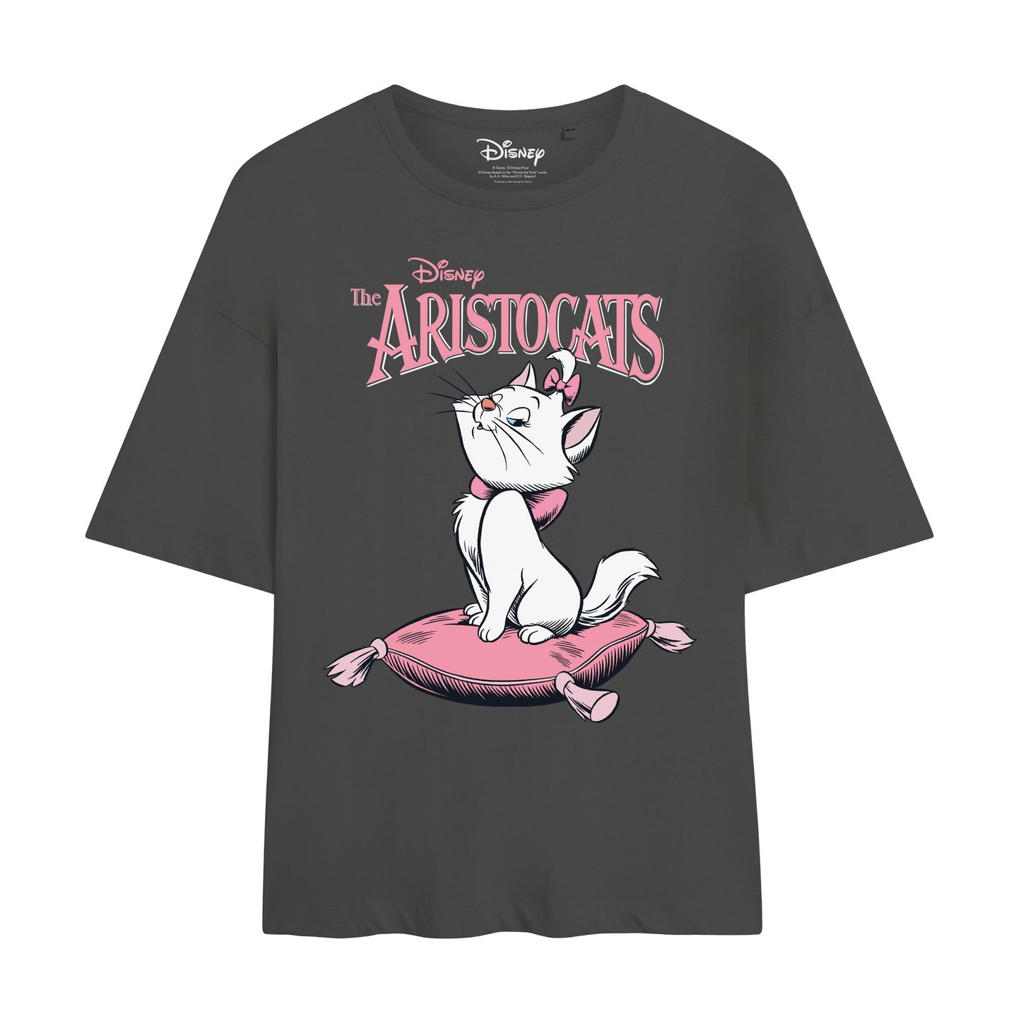 Dark Charcoal - Front - The Aristocats Womens-Ladies Marie Oversized T-Shirt