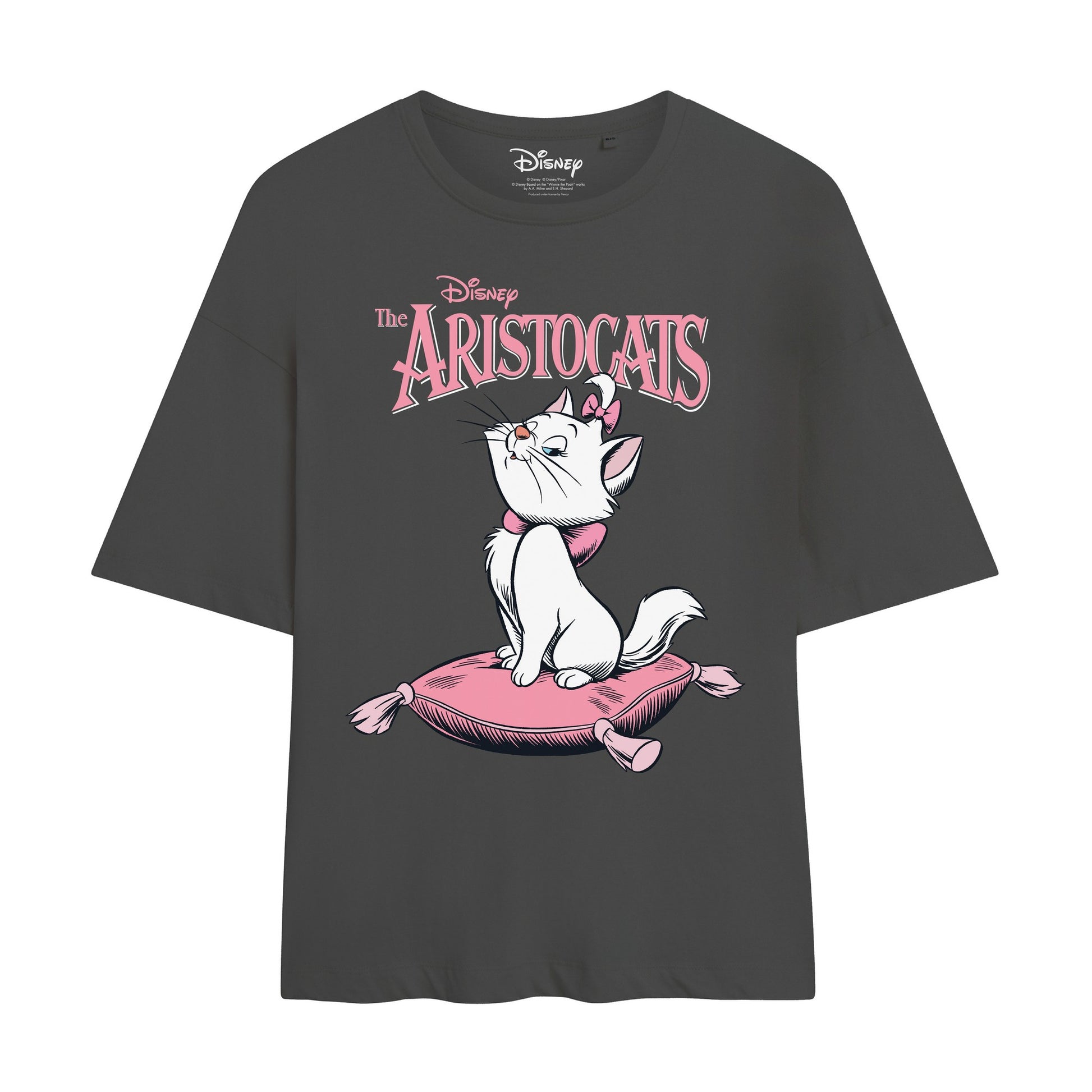 Dark Charcoal - Front - The Aristocats Womens-Ladies Marie Oversized T-Shirt