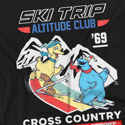 Black - Side - Sesame Street Unisex Adult Apres Ski Big Bird & Cookie Monster Long-Sleeved T-Shirt