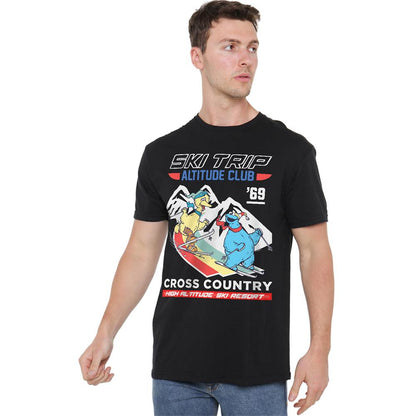 Black - Lifestyle - Sesame Street Unisex Adult Apres Ski Big Bird & Cookie Monster T-Shirt