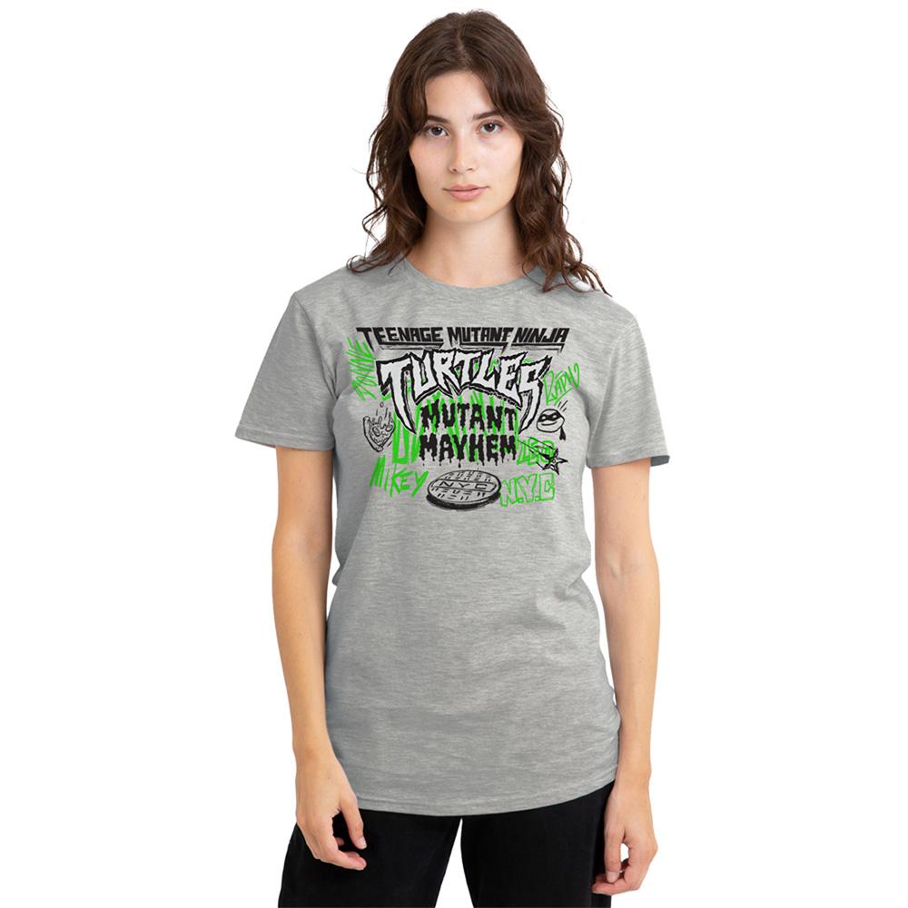 Athletic Heather - Lifestyle - Teenage Mutant Ninja Turtles: Mutant Mayhem Womens-Ladies Graffiti Heather Logo T-Shirt