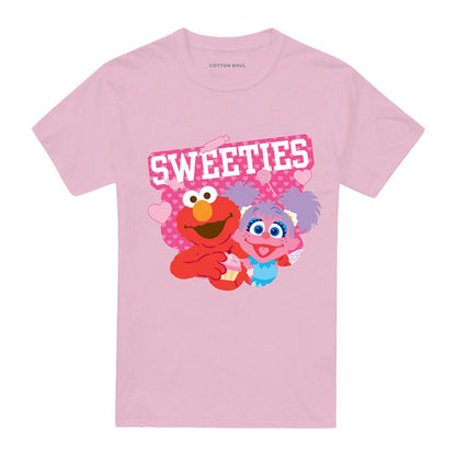 Pink - Front - Sesame Street Unisex Adult Sweeties Elmo & Abby Valentine`s Day T-Shirt
