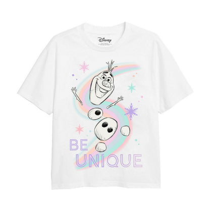 White - Front - Frozen Girls Be Unique Olaf T-Shirt