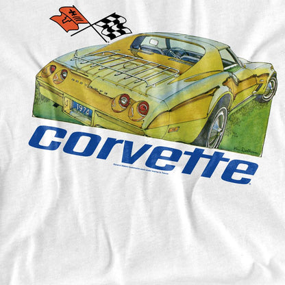 White - Side - Chevrolet Womens-Ladies Corvette 74 T-Shirt