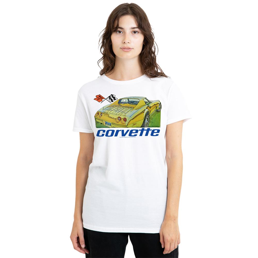 White - Lifestyle - Chevrolet Womens-Ladies Corvette 74 T-Shirt