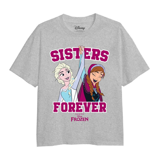 Sports Grey - Front - Frozen Girls Sisters Forever Heather T-Shirt