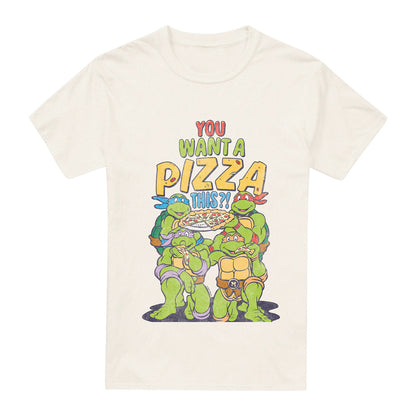 Natural - Front - Teenage Mutant Ninja Turtles Mens Pizza This T-Shirt