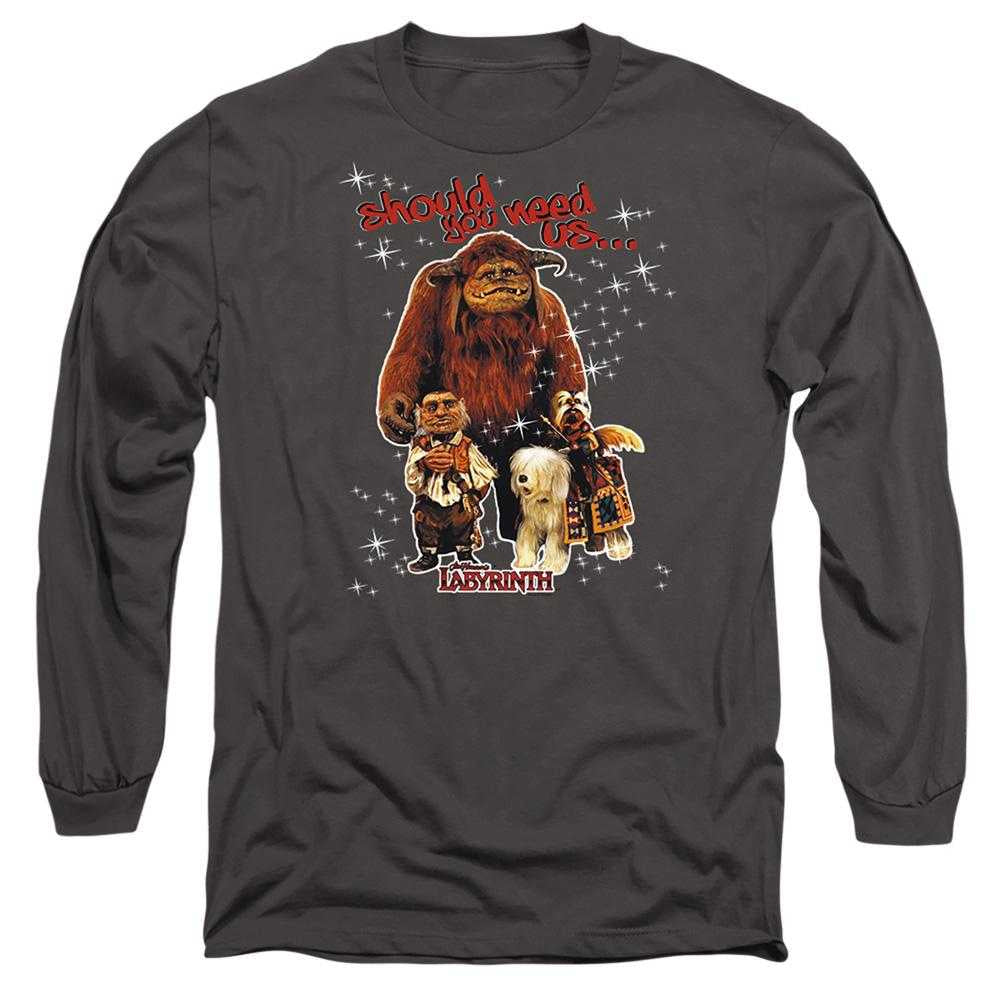 Charcoal - Front - Labyrinth Unisex Adult Should You Need Us Long-Sleeved T-Shirt