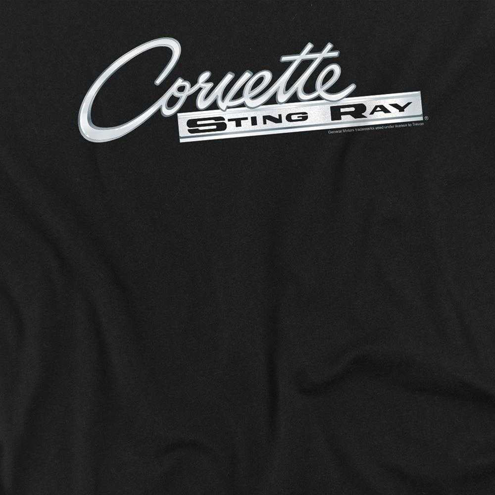 Black - Side - Chevrolet Unisex Adult Chrome Stingray Logo Long-Sleeved T-Shirt