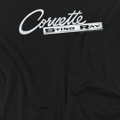 Black - Side - Chevrolet Unisex Adult Chrome Stingray Logo Long-Sleeved T-Shirt