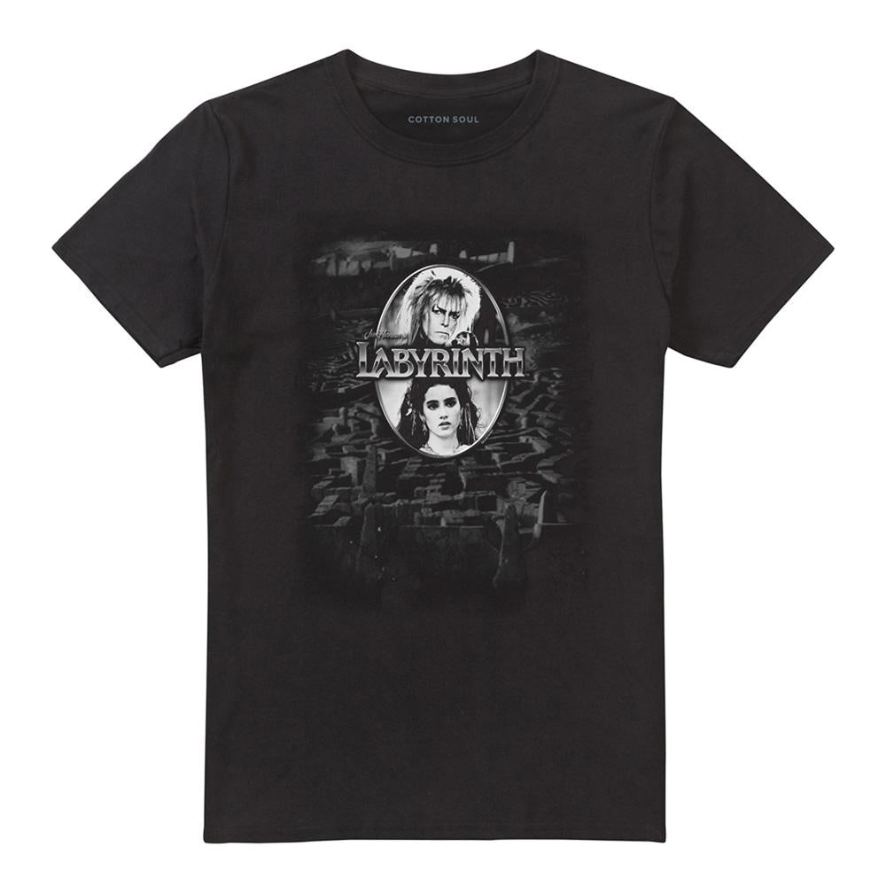 Black - Front - Labyrinth Unisex Adult Maze T-Shirt