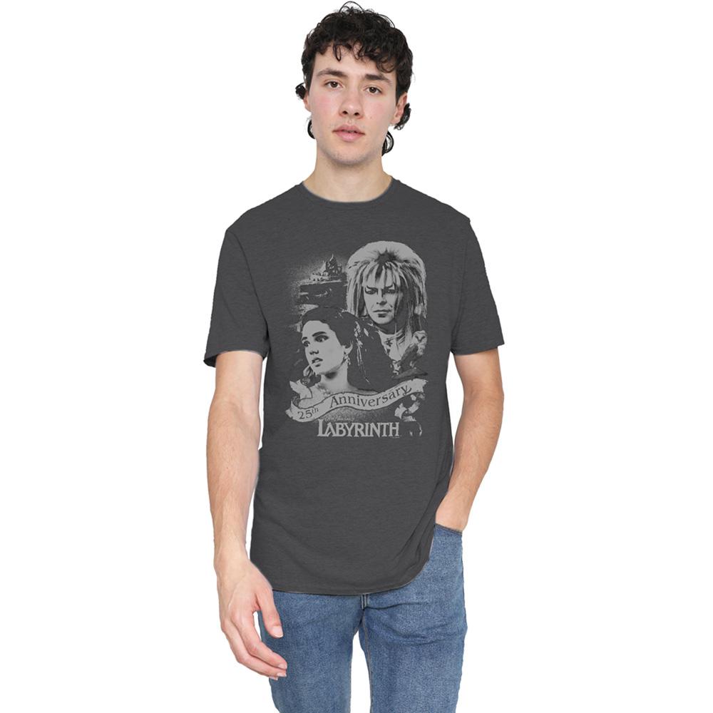 Charcoal - Back - Labyrinth Unisex Adult Heather 25th Anniversary T-Shirt