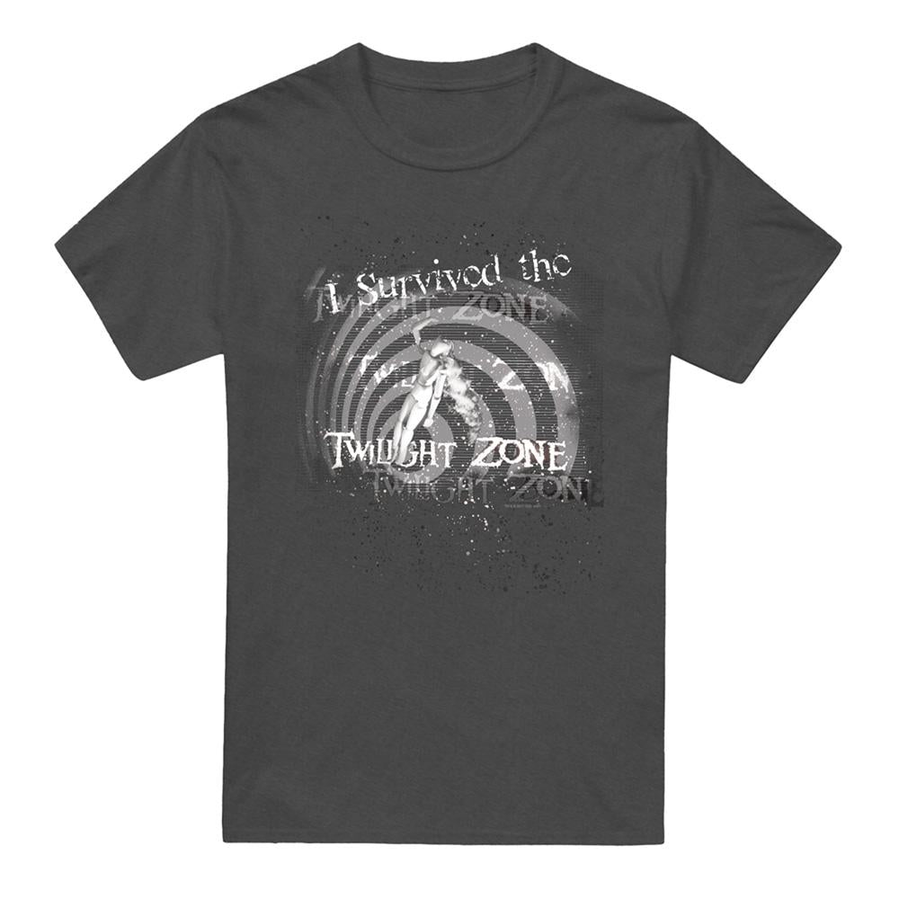 Charcoal - Front - The Twilight Zone Unisex Adult I Survived Heather T-Shirt