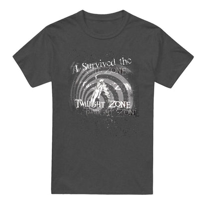 Charcoal - Front - The Twilight Zone Unisex Adult I Survived Heather T-Shirt