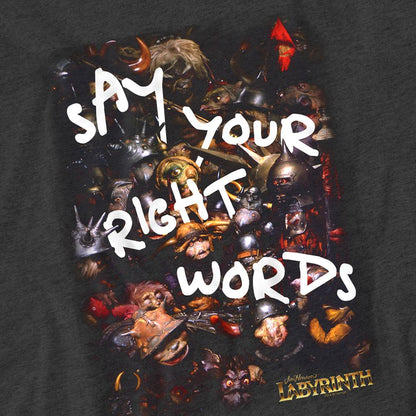 Charcoal - Side - Labyrinth Unisex Adult Right Words Heather T-Shirt