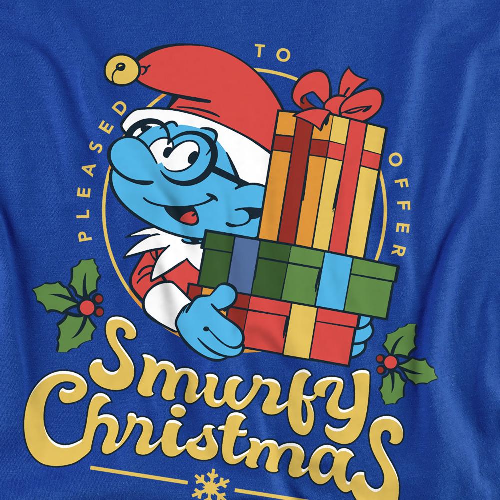 Royal Blue - Side - The Smurfs Unisex Adult Smurfy Christmas Brainy Smurf Long-Sleeved T-Shirt