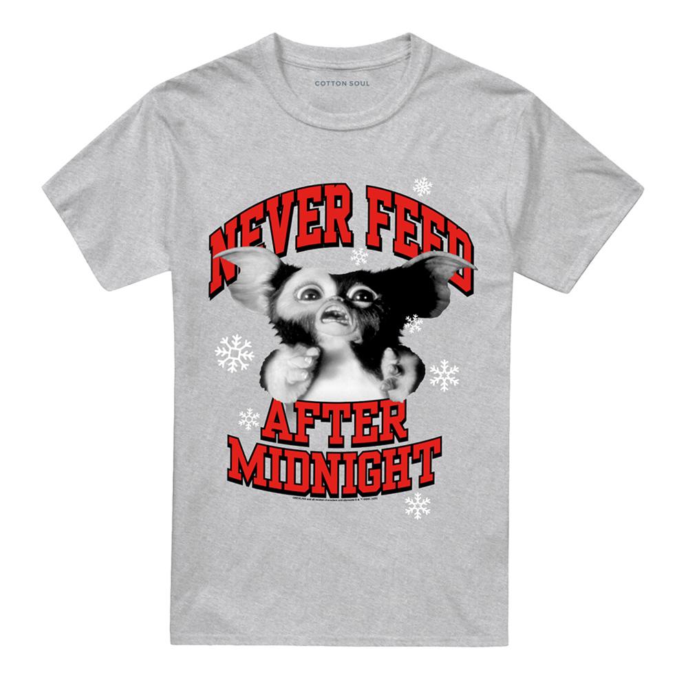 Athletic Heather - Front - Gremlins Unisex Adult Never Feed After Midnight Gizmo Heather Christmas T-Shirt
